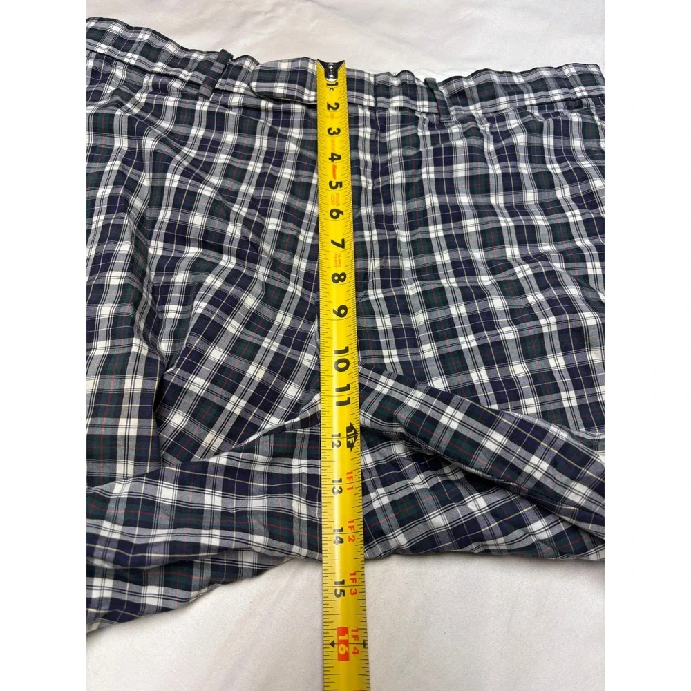 Vtg Polo Ralph Lauren Plaid Shorts Mens 36X11 Green Navy Blue Tartan Cotton Golf